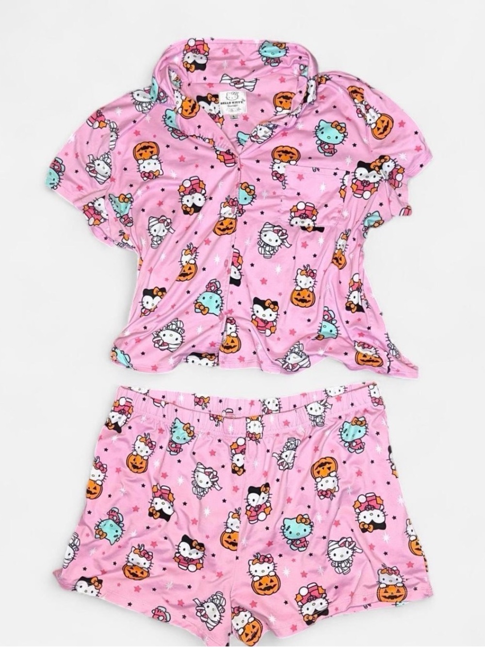 Hello Kitty Pink Halloween Short Sleeve Pajama Set for Kids